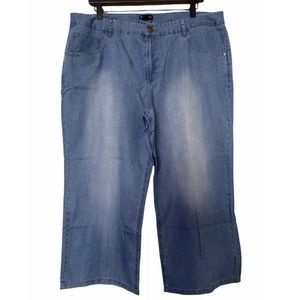 New Directions Women's Plus Size 16 Blue Denim Lyocell Capri Jean Bottoms NWT